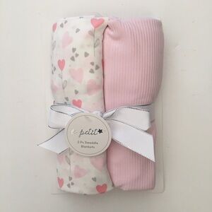 Le Petit Soft Baby Blankets Multipurpose White Pink Love Hearts NEW